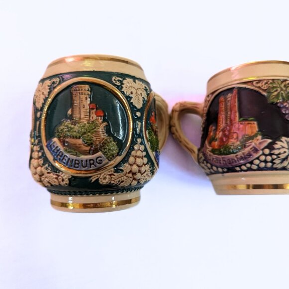 Vintage German Stein Mugs Set of 2 Castles in Germany Beer Wine Glasses - Picture 14 of 15